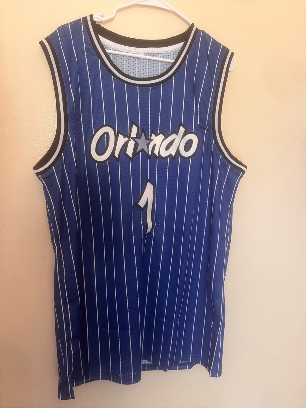 embroidered orlando pinstripe mcgrady basketball jersey